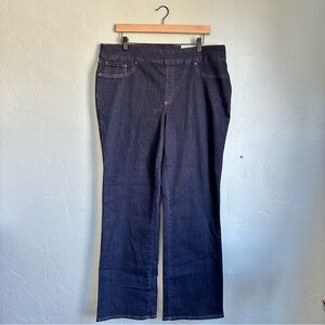 Chico's Women Pull On Slim Boot Dark Blue Stretch Denim Jeans Size 16R NWT